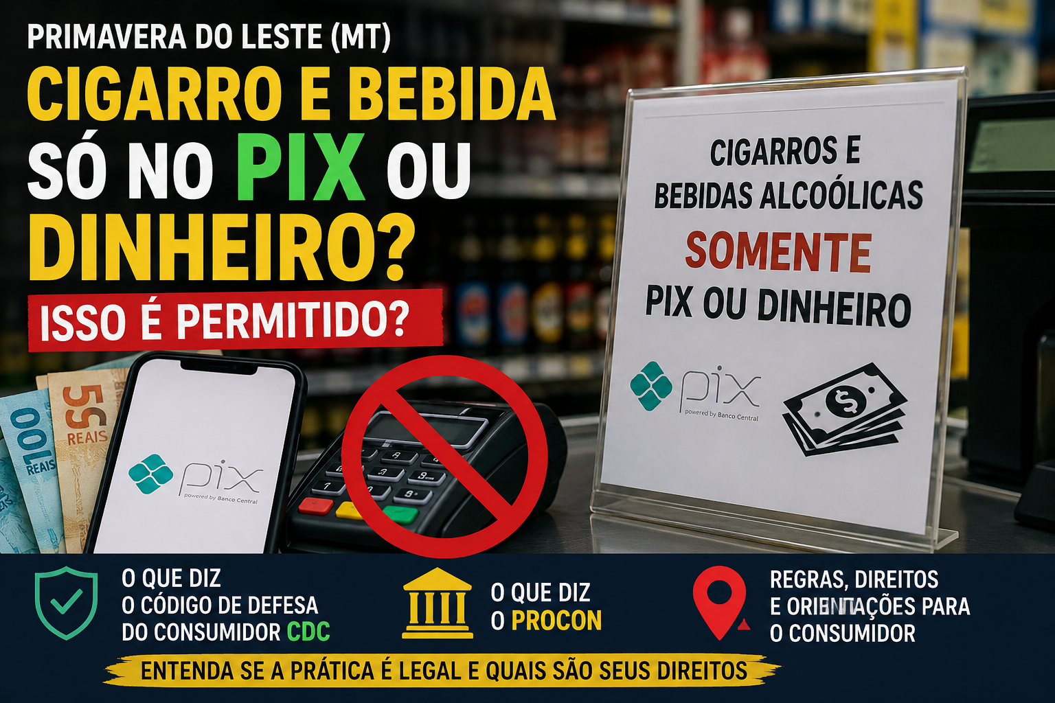 Cigarro e bebida só no Pix ou dinheiro? O que vale em Primavera do Leste