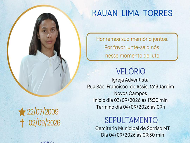 Adolescente de 17 anos morre após acidente em Sorriso