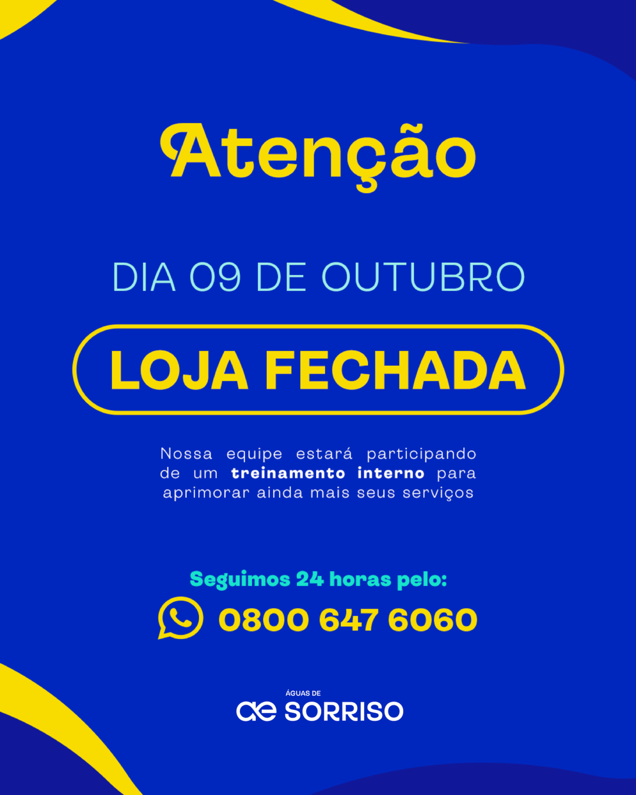 Aegea fecha atendimento presencial nesta sexta em Sorriso e região