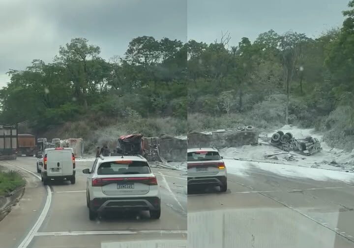 Batida entre carretas bloqueia rodovia na Serra de São Vicente MT