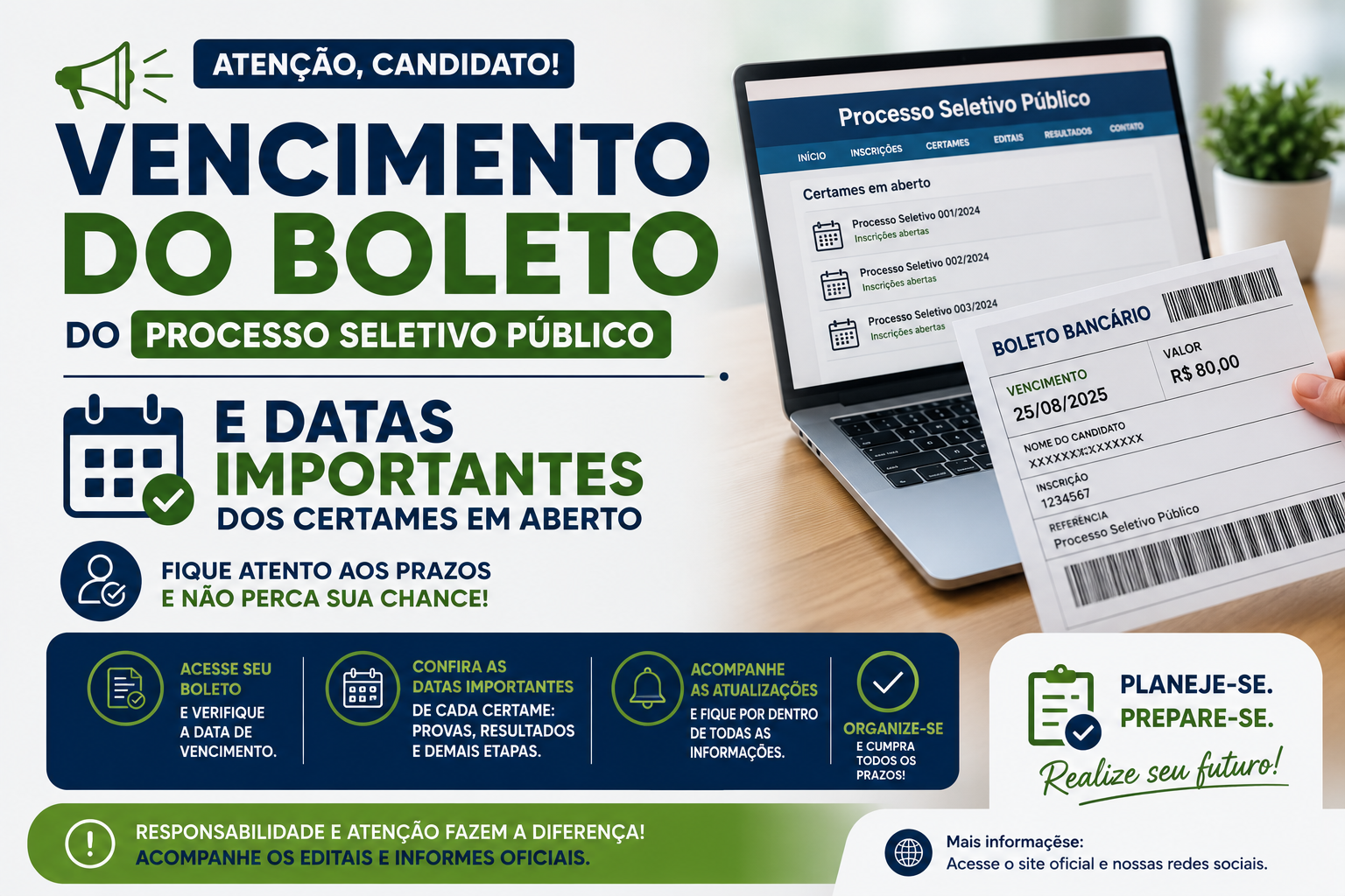 Boleto de processo seletivo vence nesta segunda em Primavera do Leste