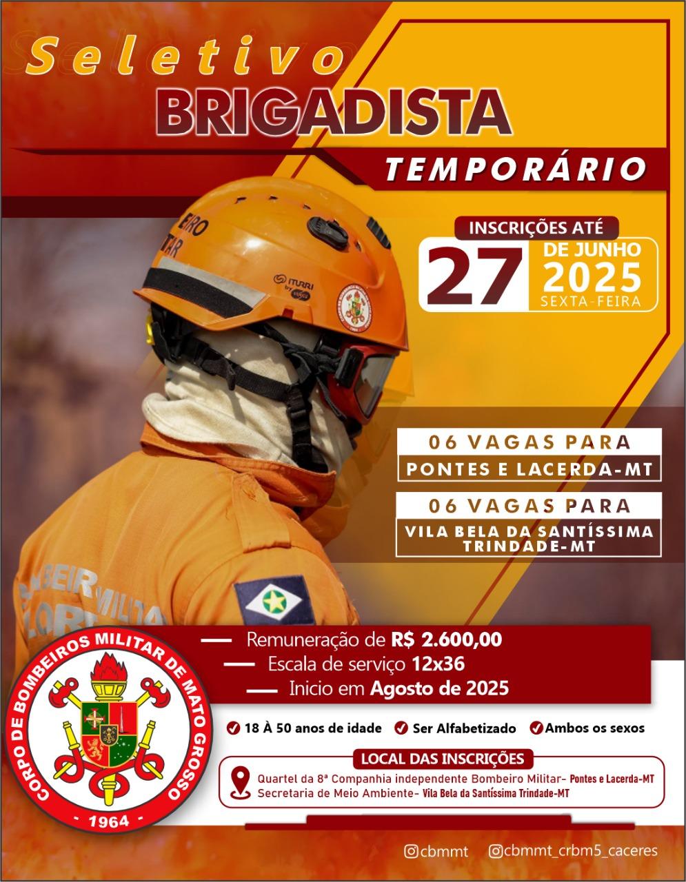 Bombeiros abrem vagas para brigadistas em Pontes e Lacerda
