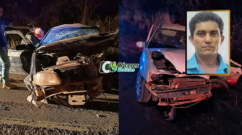 Colisão frontal mata condutor e fere família na BR-174 em Cáceres
