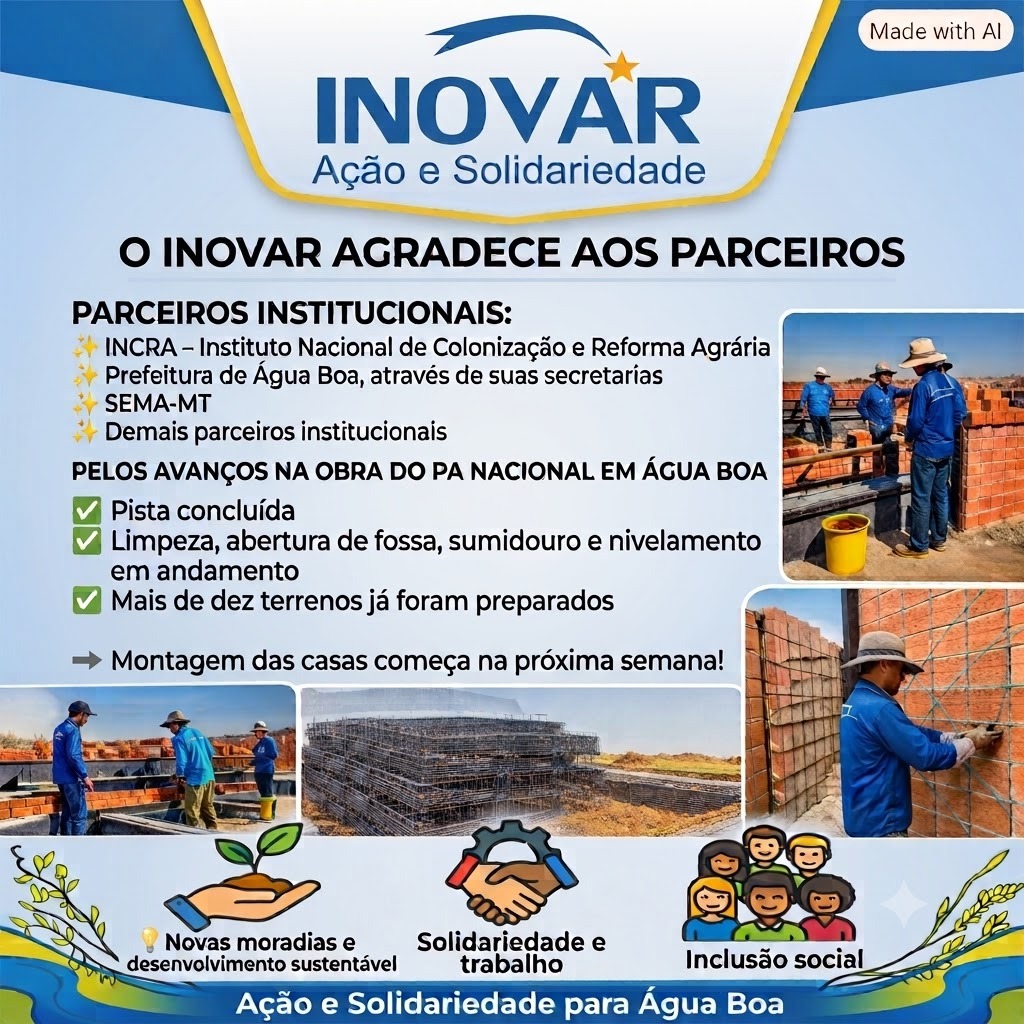 Dez moradias começam a ser erguidas em assentamento em Mato Grosso