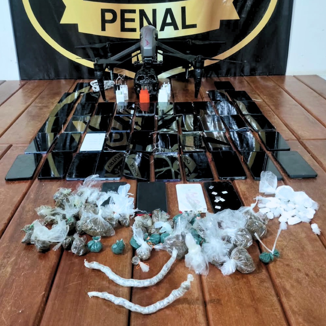 Drone abatido e drogas apreendidas em penitenciária de Rondonópolis MT