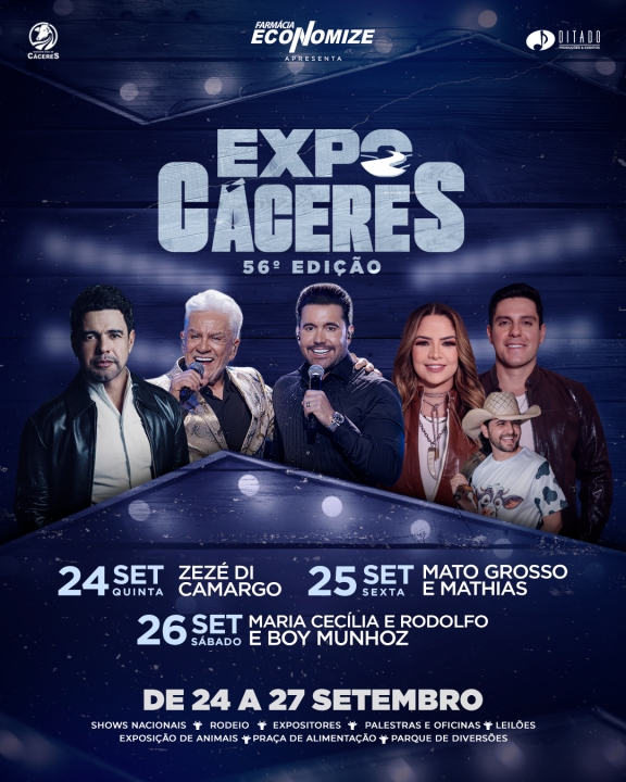 ExpoCáceres confirma Zezé Di Camargo na abertura em Cáceres