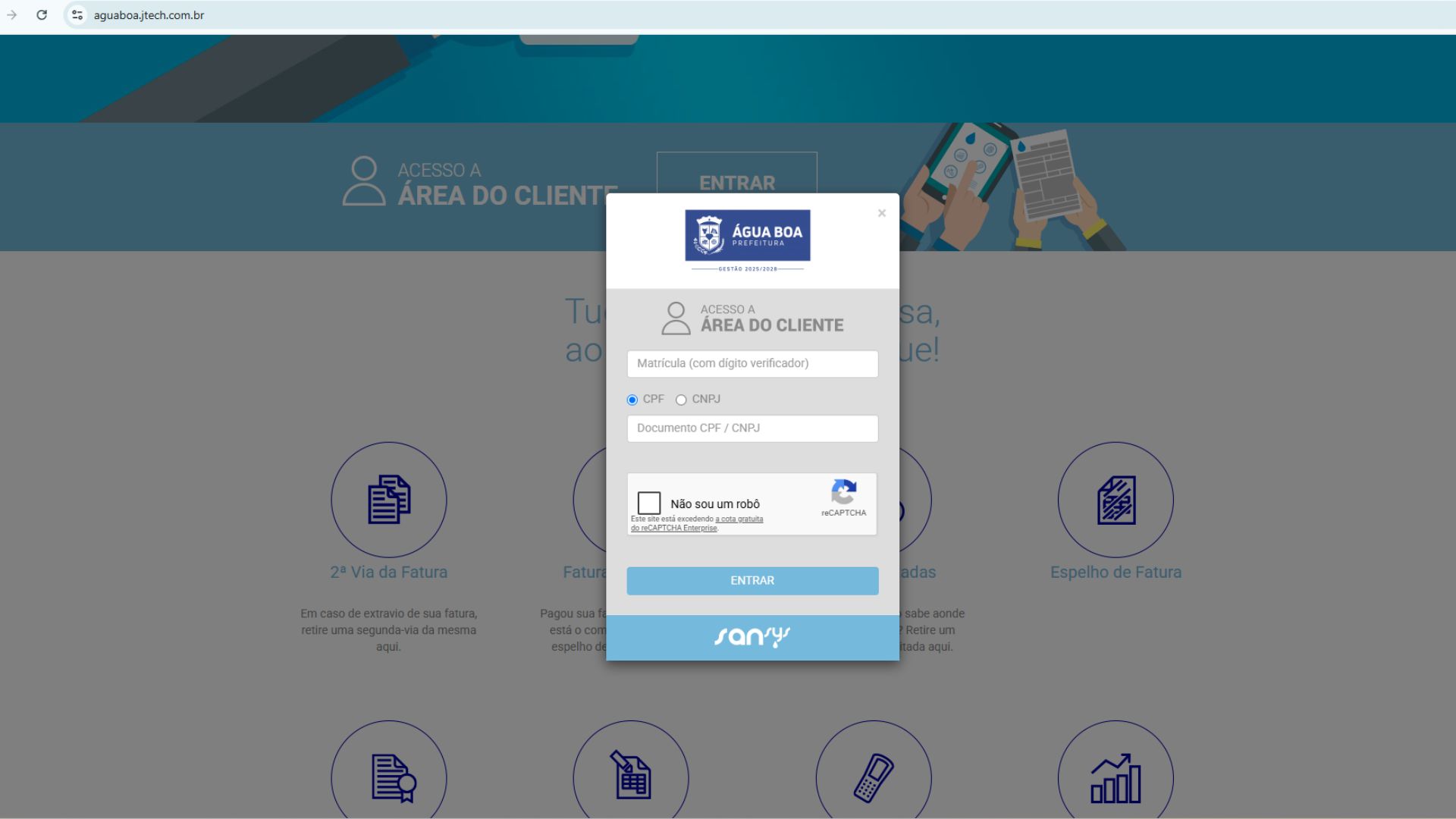 Falha técnica afeta envio de contas de água em Água Boa