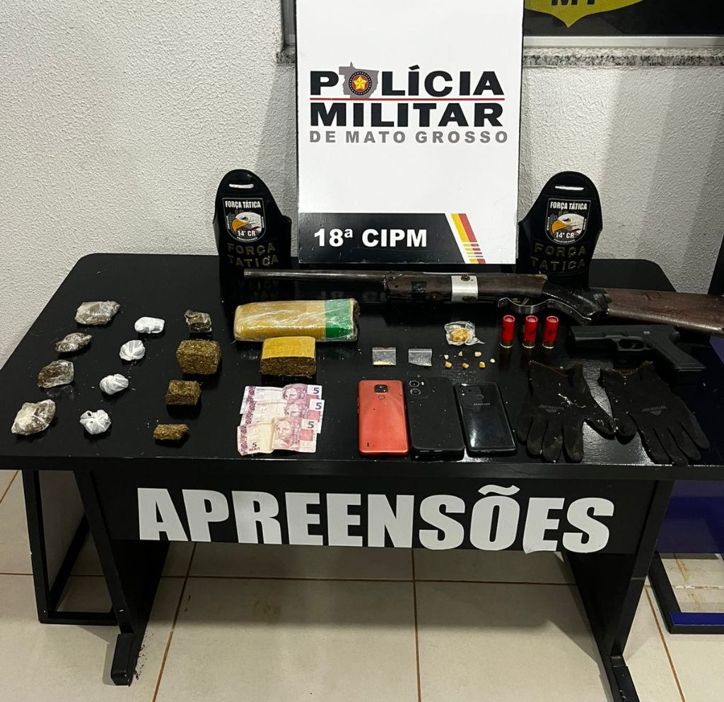 Força Tática apreende drogas e arma em Nova Mutum