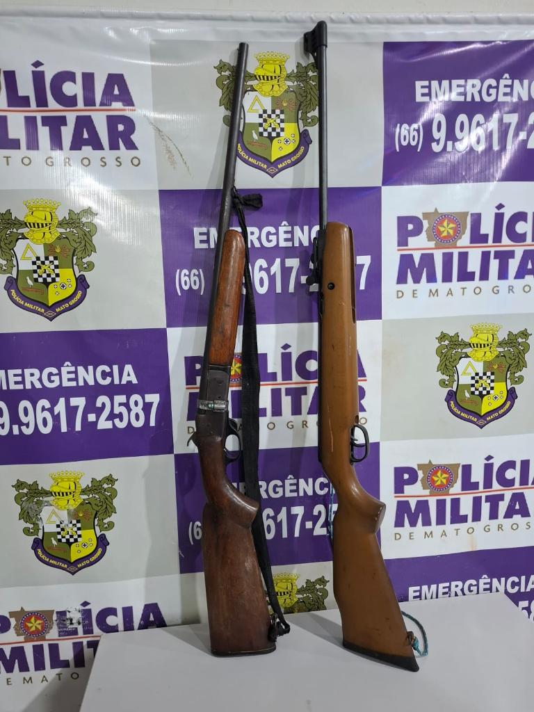 Homem é preso após ameaçar esposa com armas em MT