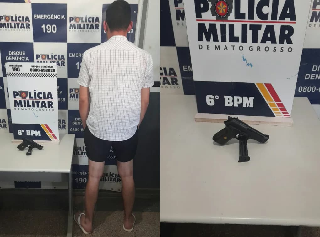 Homem é preso após ameaçar pessoas com arma em Cáceres