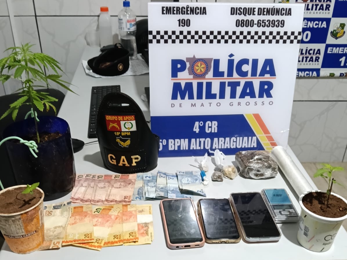 Homem é preso com drogas e plantas de maconha em Alto Araguaia
