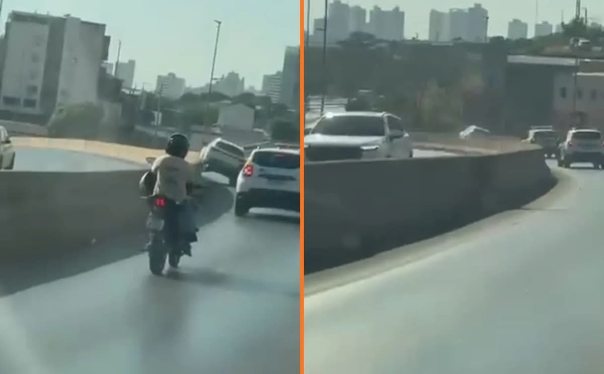 Idoso passa mal, sobe mureta e dirige sobre duas rodas em Cuiabá