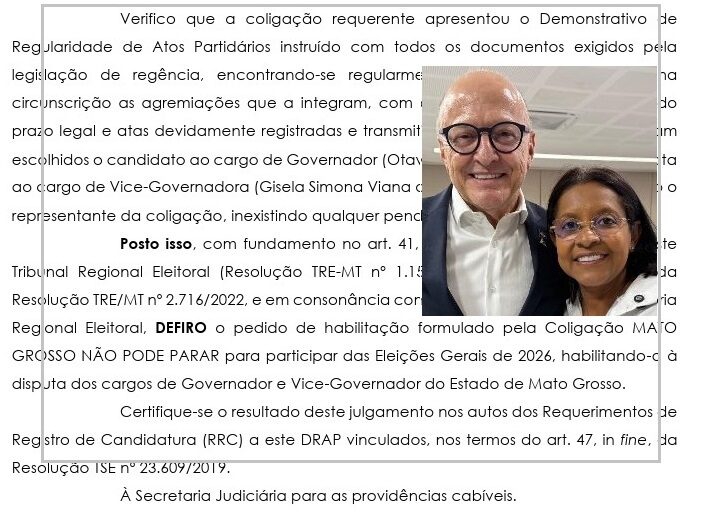 Justiça valida coligação de Otaviano Pivetta ao Governo de MT