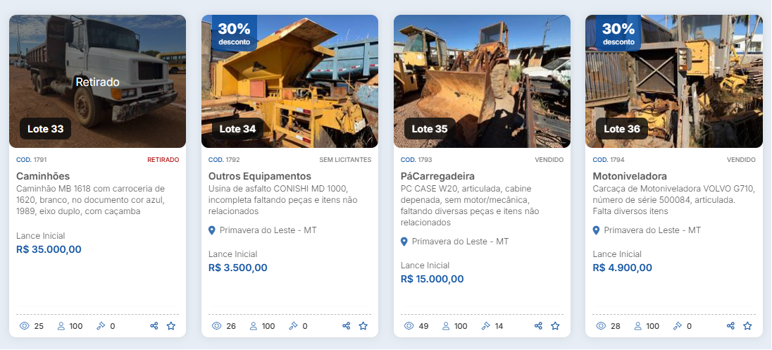 Leilão de bens públicos termina nesta segunda em Primavera do Leste