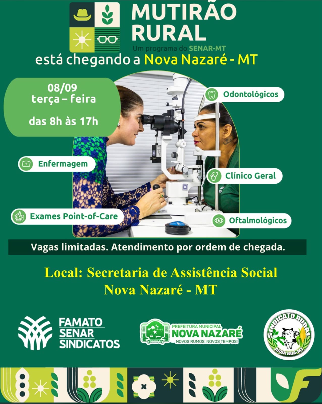 Mutirão Rural leva atendimento gratuito a Nova Nazaré em MT