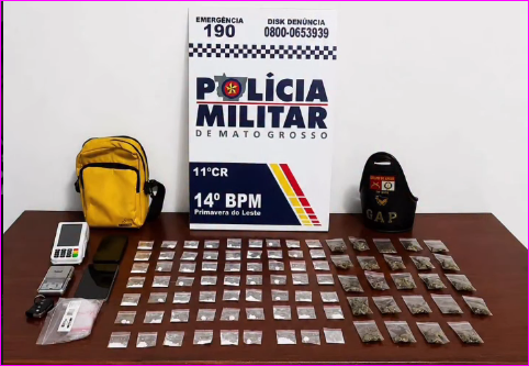 PM apreende drogas e prende dupla em Primavera do Leste
