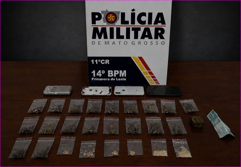 PM apreende drogas e prende suspeito em Primavera do Leste