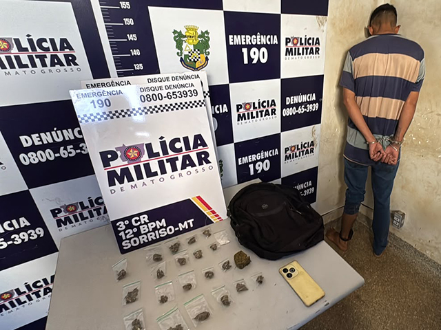 PM impede execução por facção e prende homem por tráfico em Sorriso