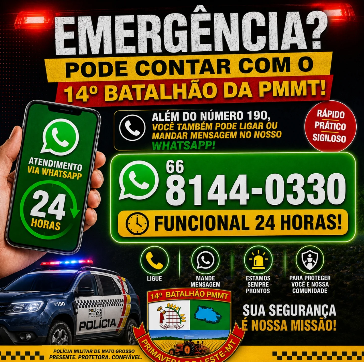 Polícia Militar reforça canais de emergência em Primavera