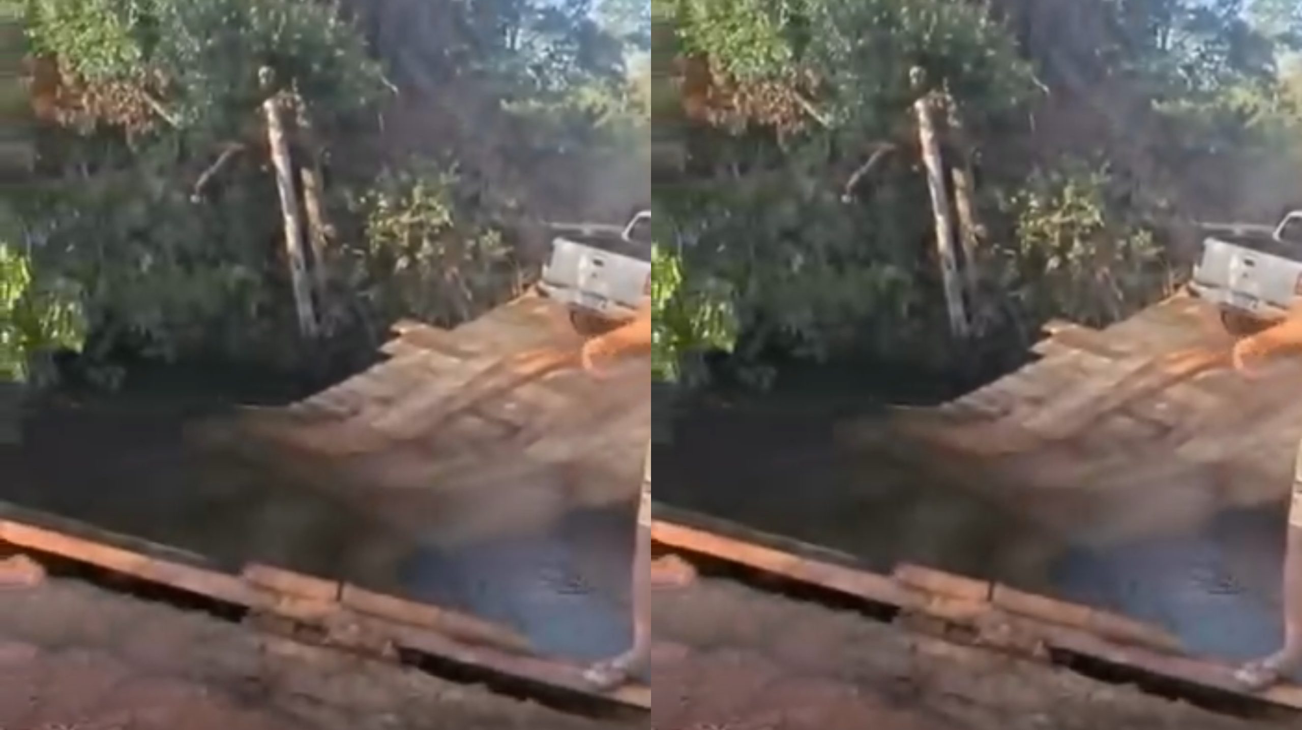 Ponte cede com veículo em aldeia de Tangará da Serra MT
