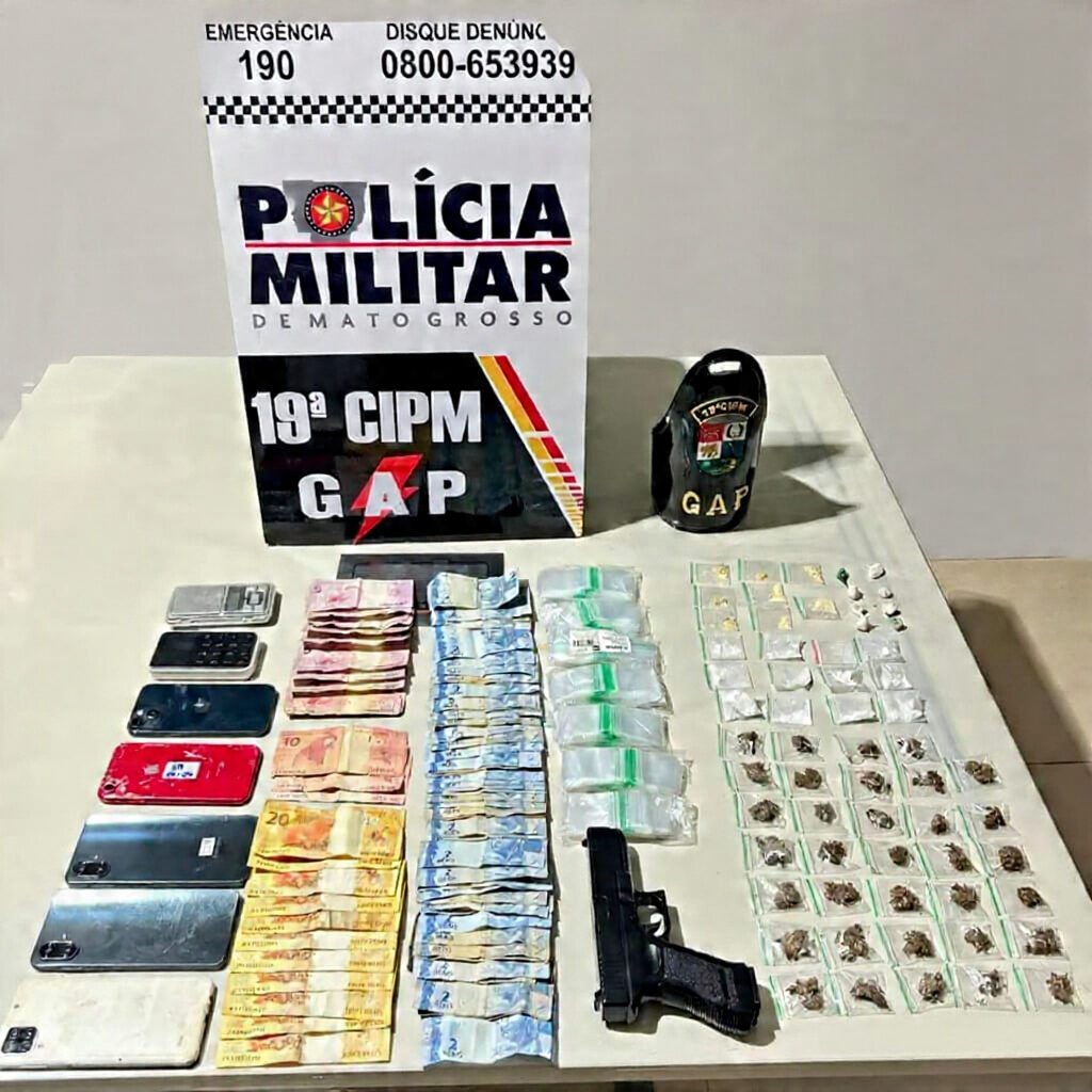 Ponto de tráfico é desmantelado com drogas e simulacro em Querência