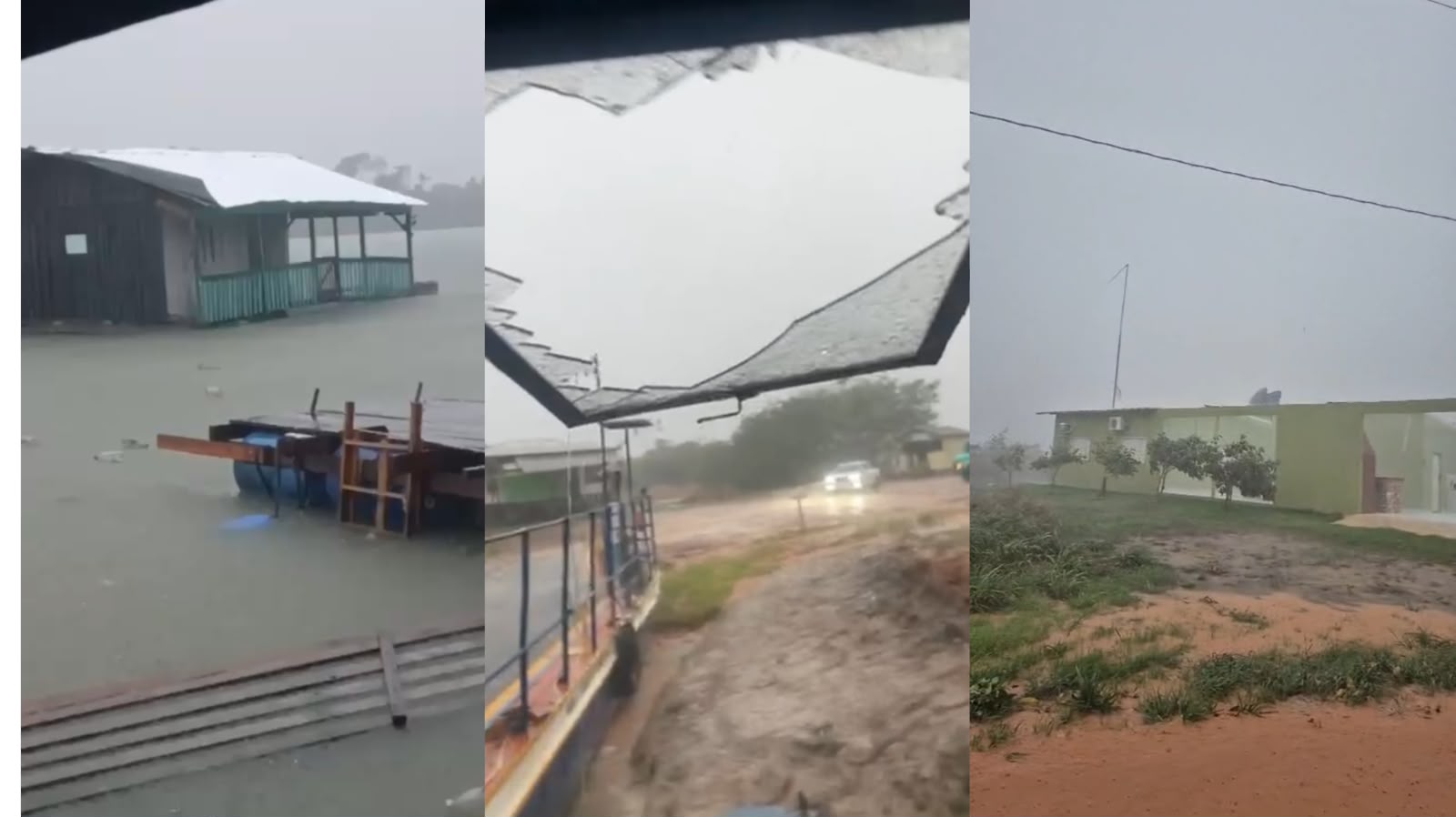 Temporal destelha casas e vira barcos em Paranaíta, MT