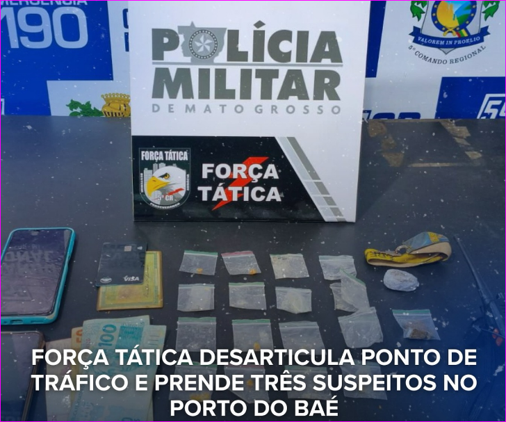 Tráfico de drogas termina com três presos em Barra do Garças