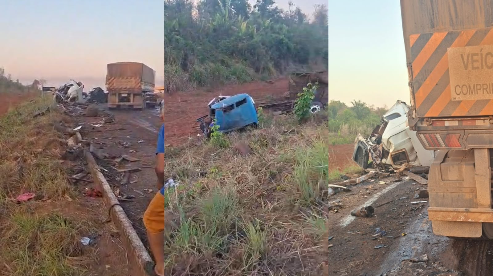 Três mortes em colisão de caminhões na BR-158 em MT